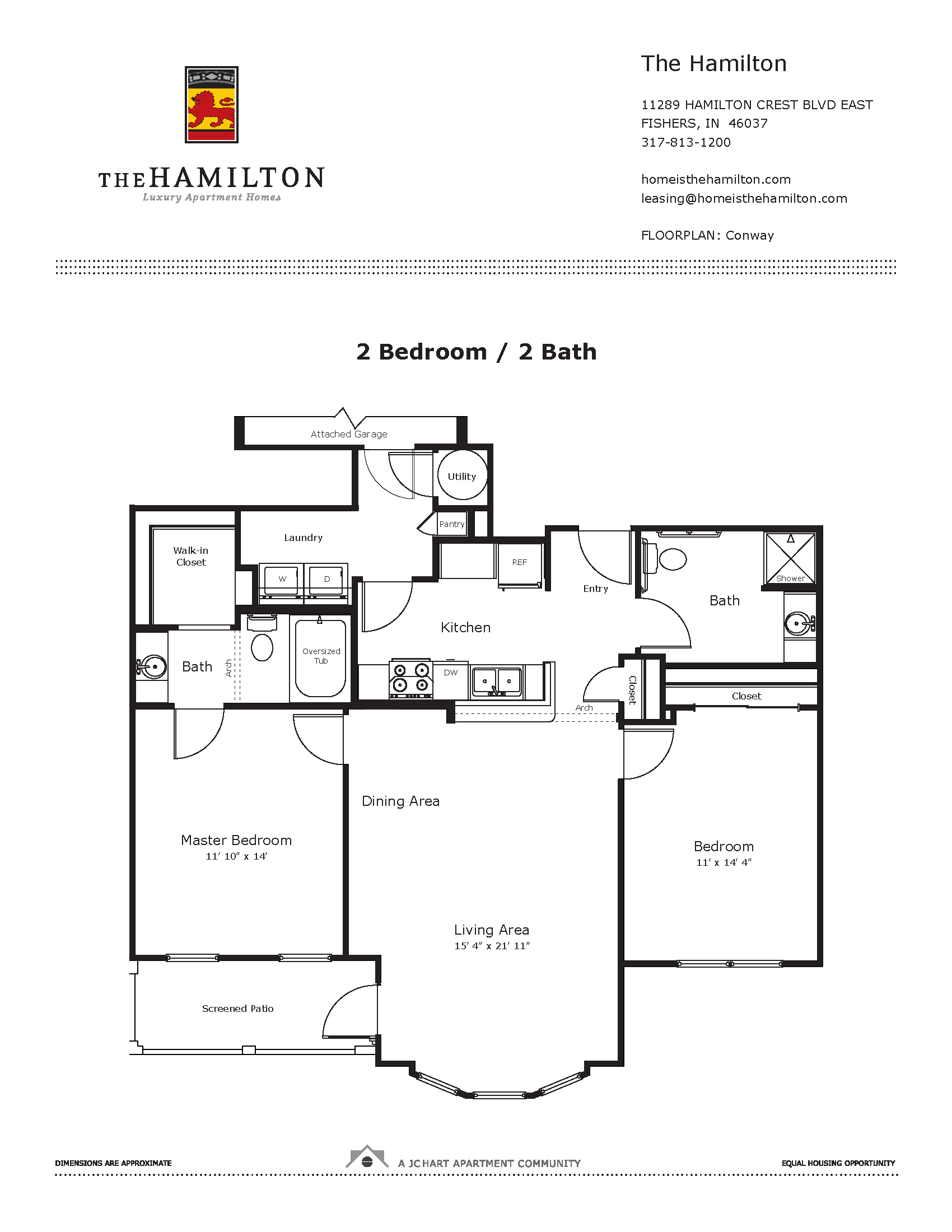 Conway 2 Bedroom Floor Plan The Hamilton Luxury Apartment Homes